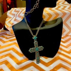 Brighton double strand silver chain large cross
